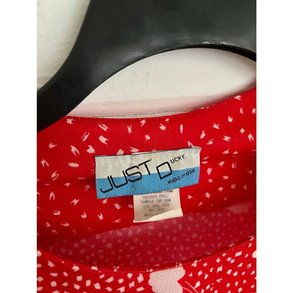 Just Ducky 80s Red and White Floral Dress Size 12P - Picture 2 of 10